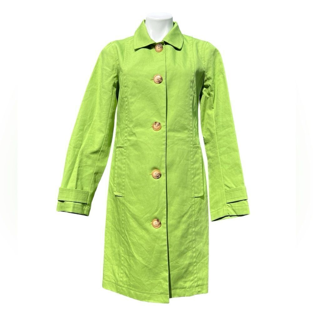 Old Navy Lime Green Button Down Trench Coat Size Medium